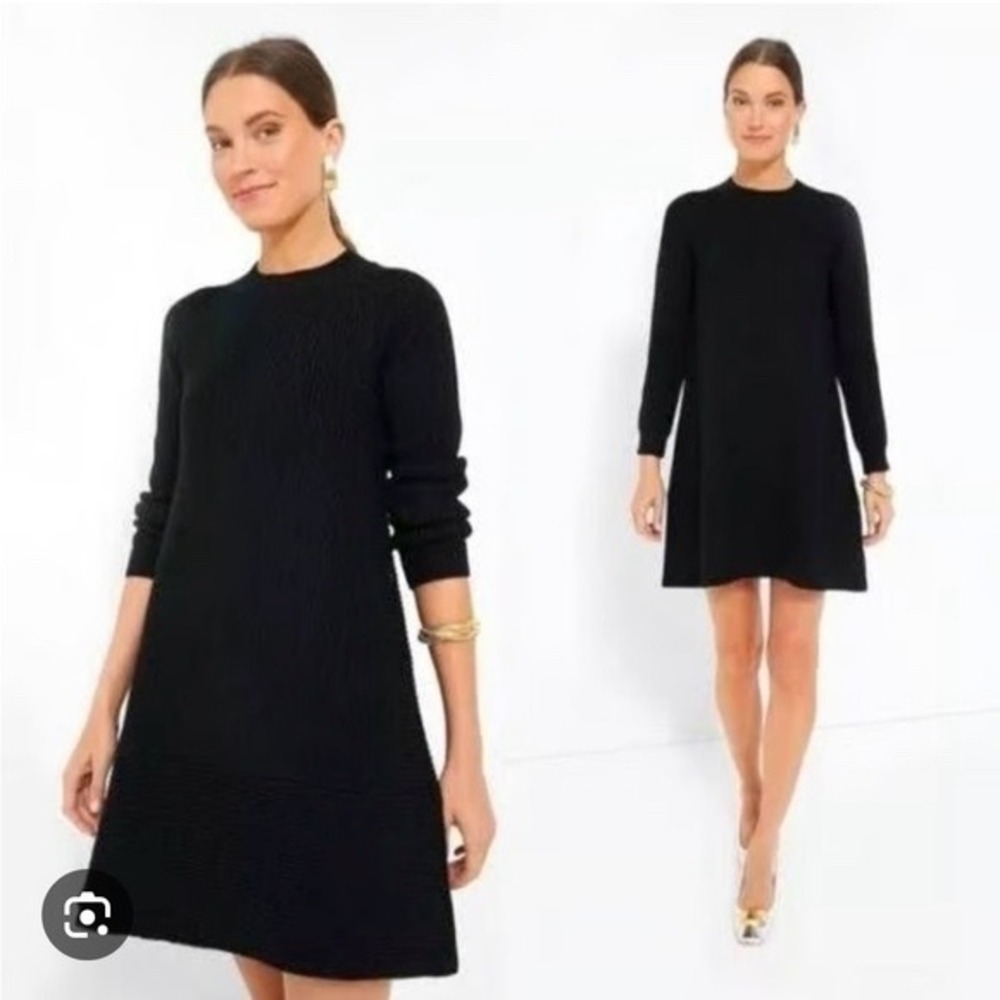 Tuckernuck Pomander Place Black Knit Long Sleeve Sweater Dress‎ Size L